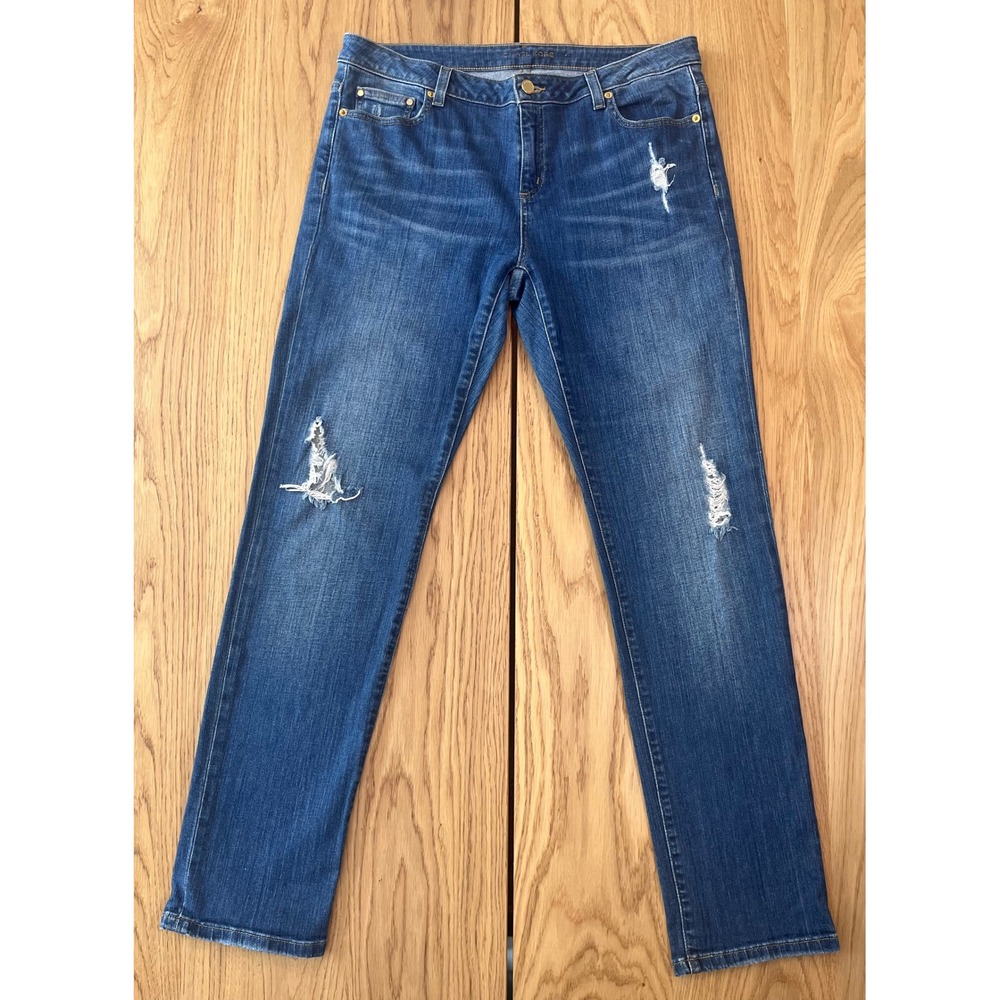 Michael Kors Dillon Relaxed Jeans Womens Size 10 Blue Distressed Straight Leg